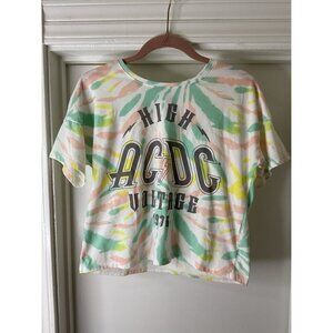 AC/DC Tie Dye Cropped Band T-shirt Size XL